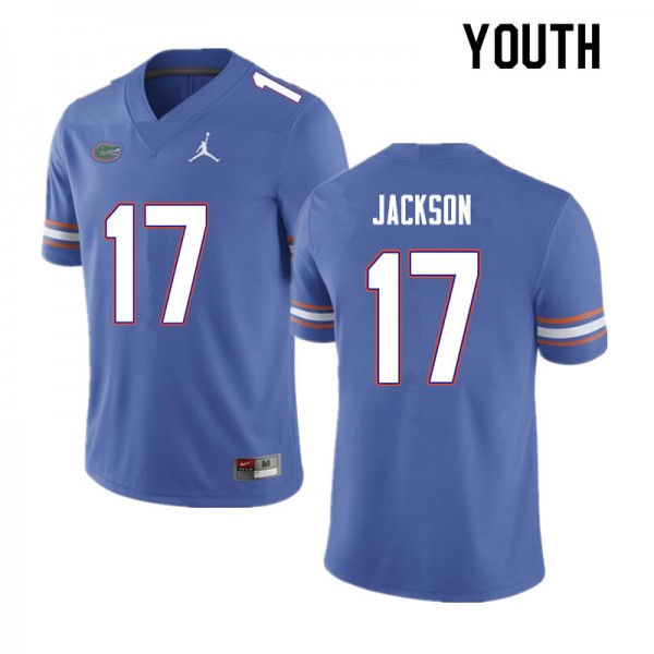 Youth #17 Kahleil Jackson Florida Gators College Football Jersey Blue